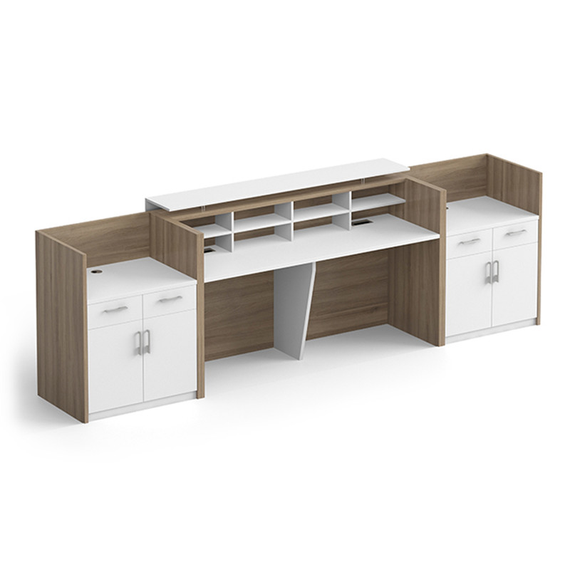 2-Person Shared Peninsula Reception Desk wDrawers (4)
