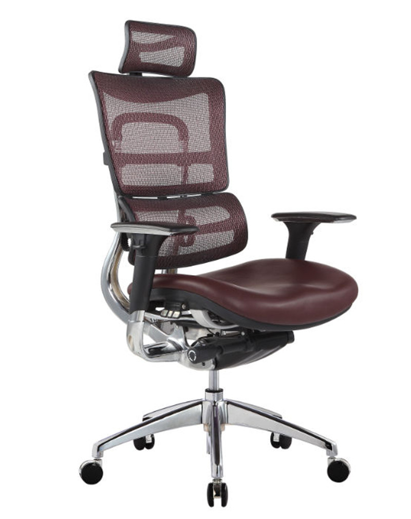 ergonomic ወንበር ጥልፍልፍ የቆዳ የቢሮ ወንበር (4)