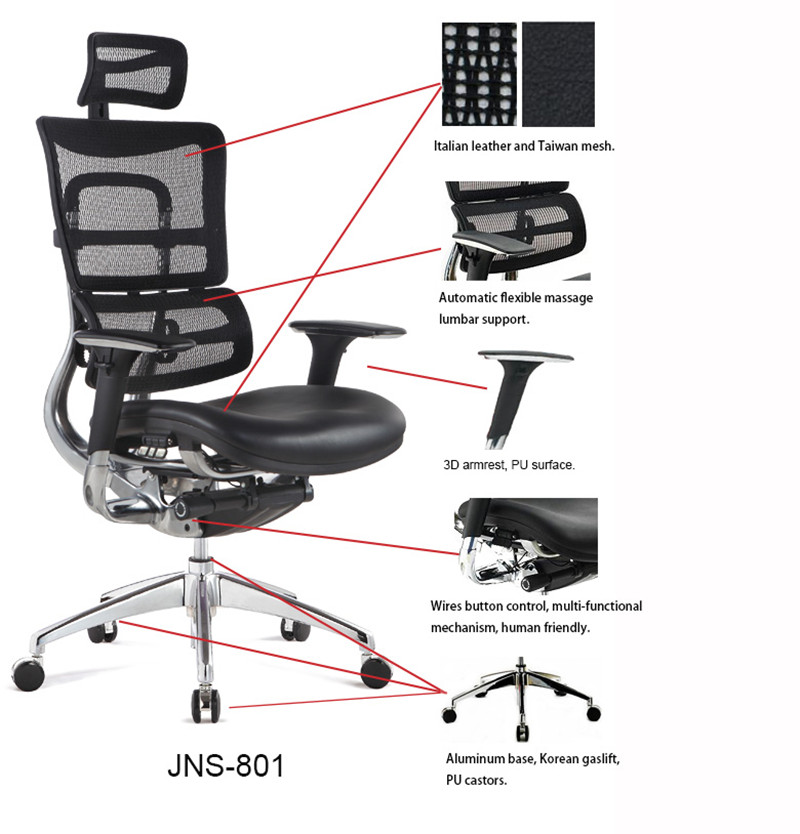 Isihlalo se-ergonomic se-mesh yesikhumba isihlalo sehhovisi (5)